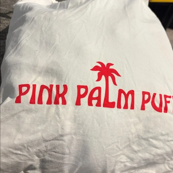 Pink palm puff Light Blue Hoodie with Palm Tree and Shell Design - Picture 4 of 6